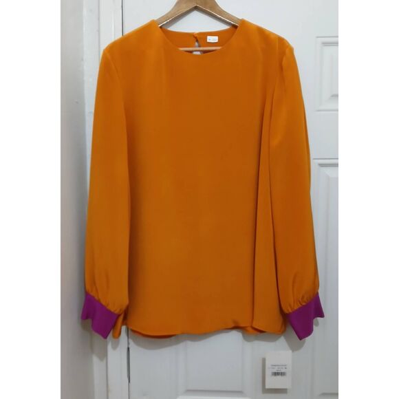 Womens xlarge 100% silk blouse pumpkin color made in Romania - Picture 1 of 7